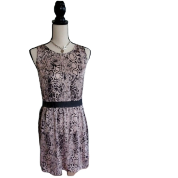 Mossimo Snake Reptile Print Faux Leather Trim Sleeveless Dress Size Small - Picture 4 of 8